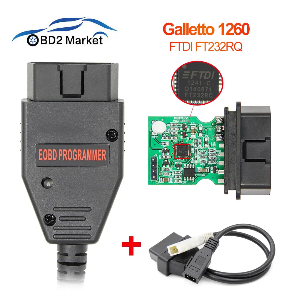 Galletto 1260 ECU чип тюнинговый инструмент FTDI FT232RQ EOBD мигалка ЭБУ программист OBD OBD2 сканер Galletto 1260 для EDC15/EDC16