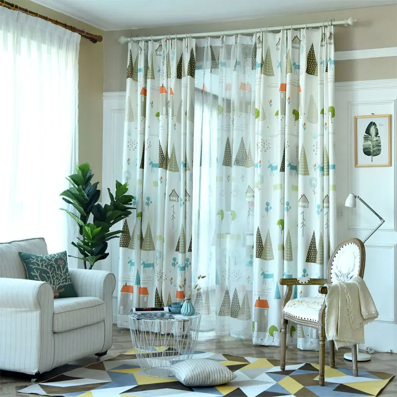Бесплатная доставка Экологичные Мультяшные занавески для детей с принтом