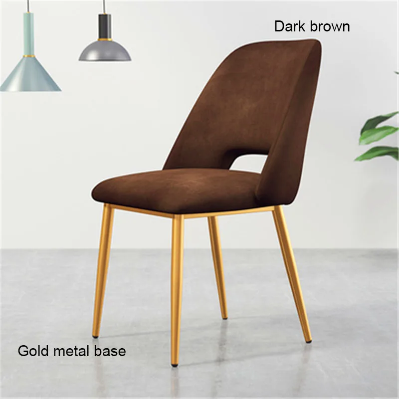 Gold base Dark brown Современный в стиле минимализма нордический нержавеющий стальной обеденный стул Повседневная мебель домашний стул ресторан кухня диван для кафе стул - Цвет: Gold base Dark brown