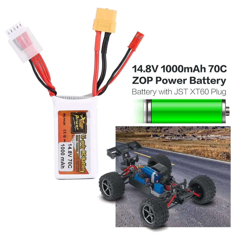 ZOP power14.8 V/7 4 V 25C/30C/70C/75C/4S 1P Lipo батарея JST XT60 перезаряжаемая для радиоуправляемого