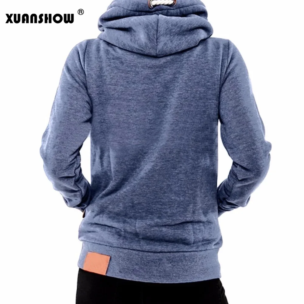 XUANSHOW зима Толстовки для женщин хлопок Длинный рукав карманный толстый Держать в тепле мода Пуловеры Женское пальто изнашивать