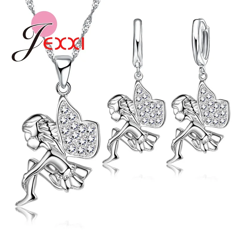 Ожерелье и серьги с подвеской в виде ангела|jewelry sets|silver jewelry setwomen silver sets |