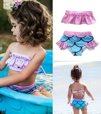 Русалка с оборками Одежда для детей малышей девочек бикини купальный костюм