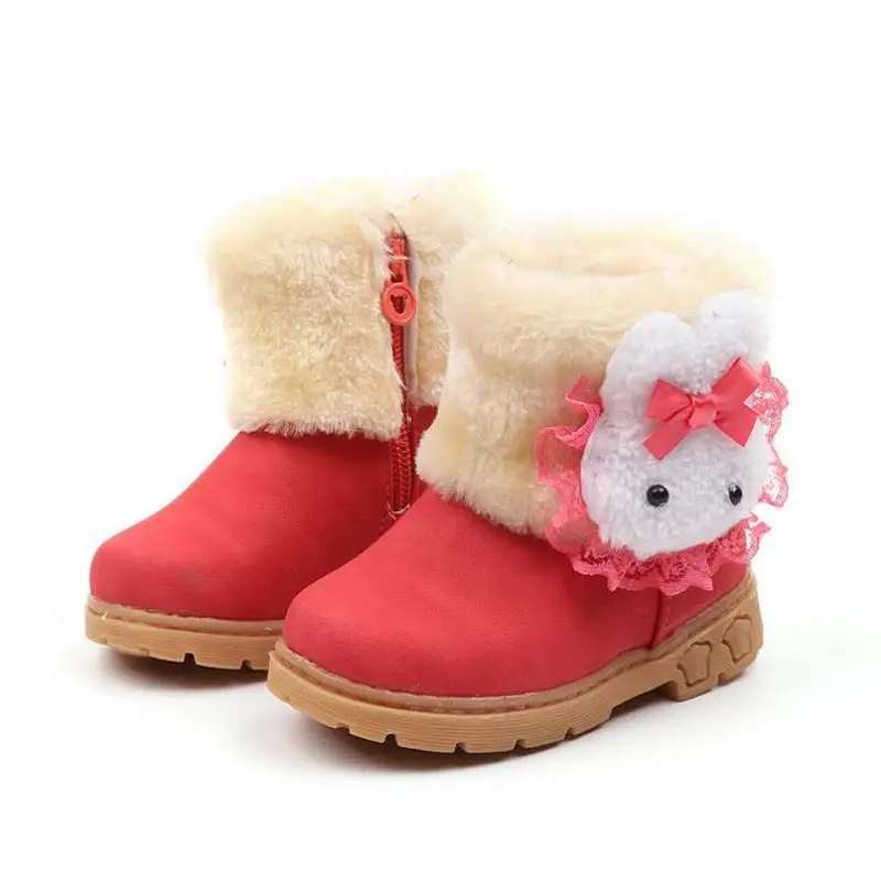 JABASIC ботинки для девочек Теплые зимние малышей Botas Mujer 2018 зима теплый плюш с бантом