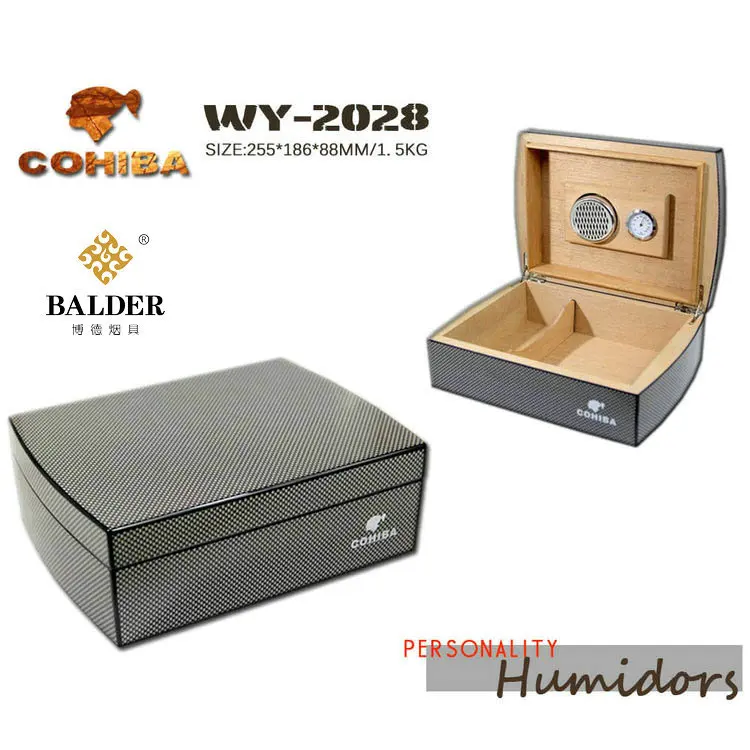 COHIBA чехол для сигар Humidor для путешествий из кедрового дерева коробка для сигар с увлажнителем и гигрометром углеродное волокно для лица Аксессуары для сигар