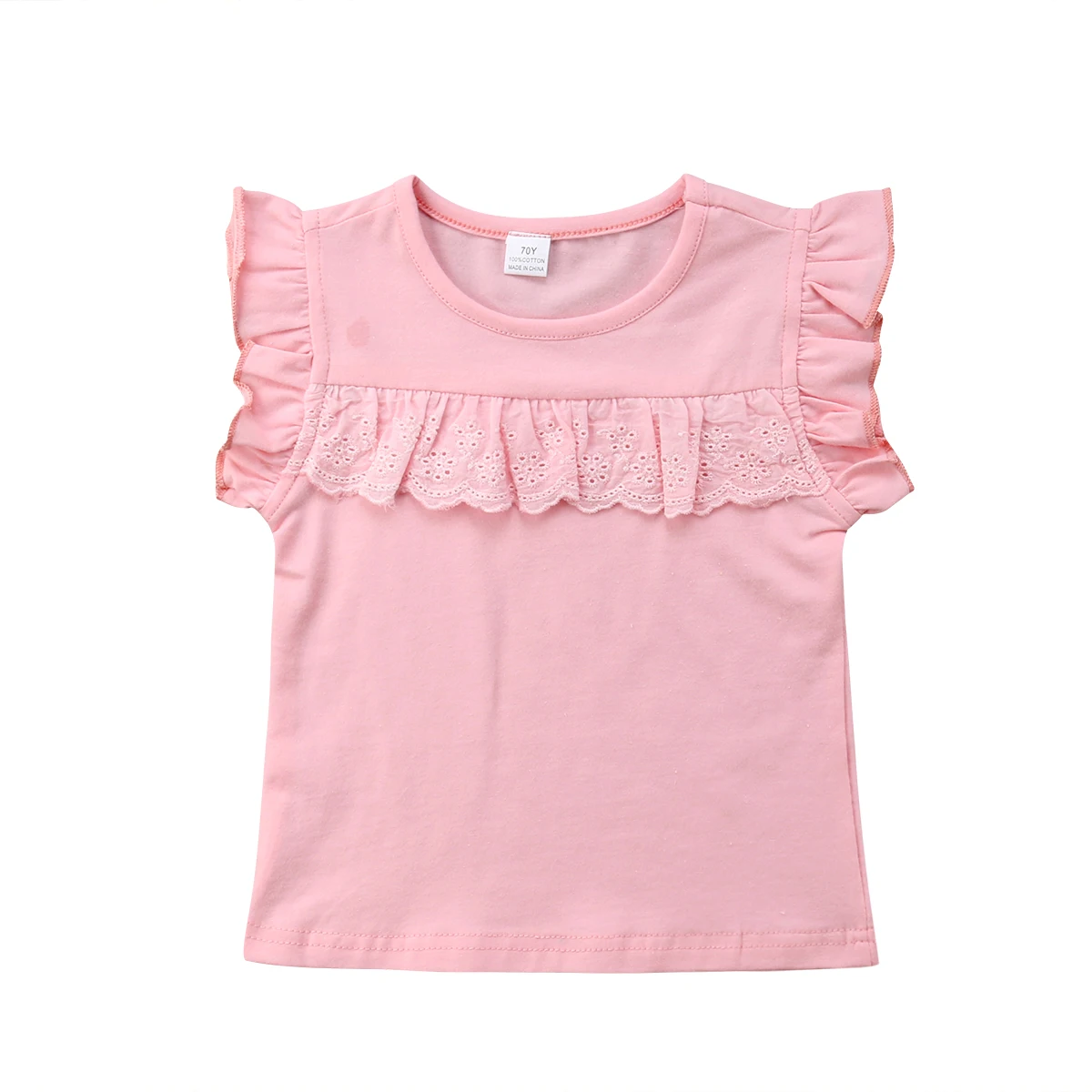Футболка для маленьких девочек летняя хлопковая Повседневная футболка розового
