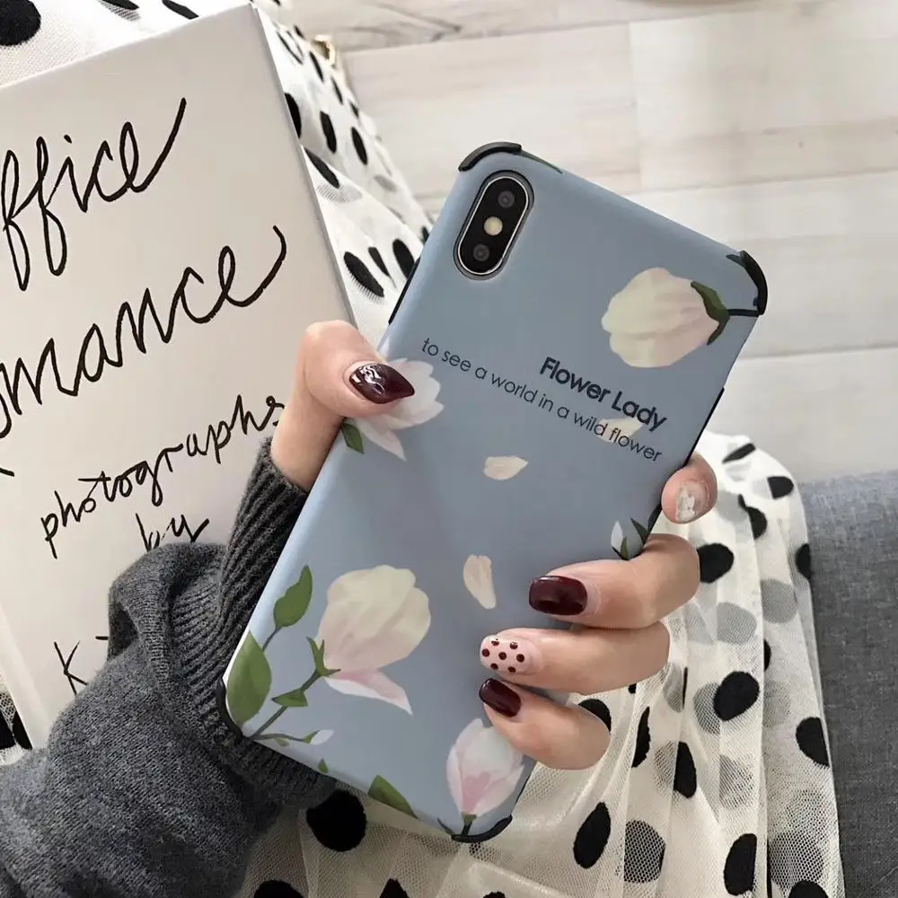 Korean style fresh floral Case for Good girlfriends iPhone X case XR XS MAX 6 Plus 6s 7 iphone 8 plus women |
