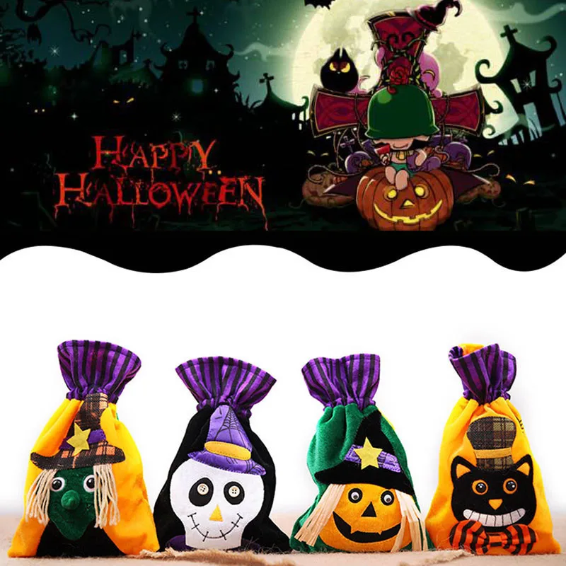 Хэллоуин конфеты сумки трюк или лечение смешной череп Pumkin Ghost Drawstring подарочная