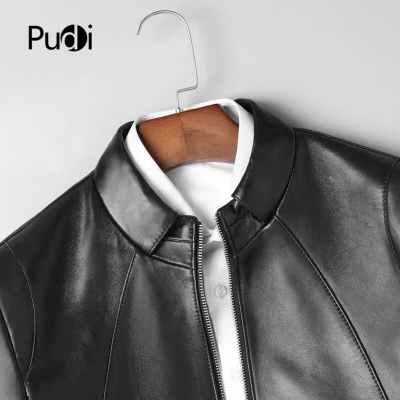 Новинка 2019 модная мужская куртка Pudi MT913 из натуральной овчины Короткая кожаная с