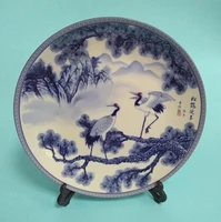 chinese classical blue and white porcelain decorative plate the pine trees and cranes