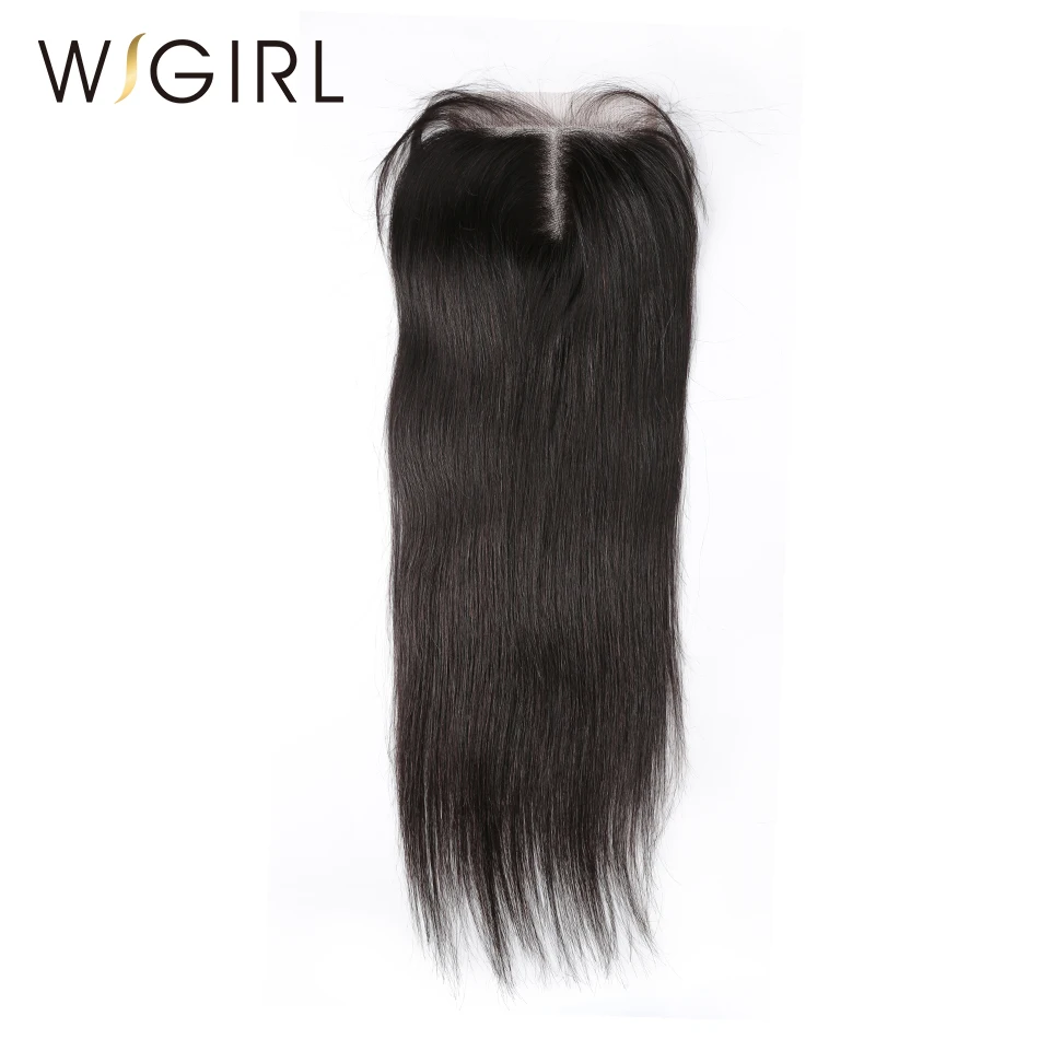 Wigirl Hair 5x5 прямой парик с пробором посередине человеческих волос Натуральные Цветные бразильские волосы закрытие отбеленные узлы с волосами младенца