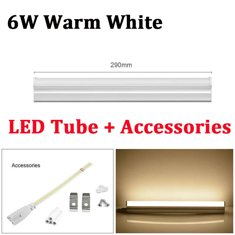 6W Warm White T5 светодиодный лазерная трубка 60 см 30 220V 230V Светодиодный лампа 10 Вт 6 Вт светодиодный люминесцентная лампа для Внутреннее освещение кухни 2835 SMD светодиодный светильник Тубо - Испускаемый цвет: 6W Warm White