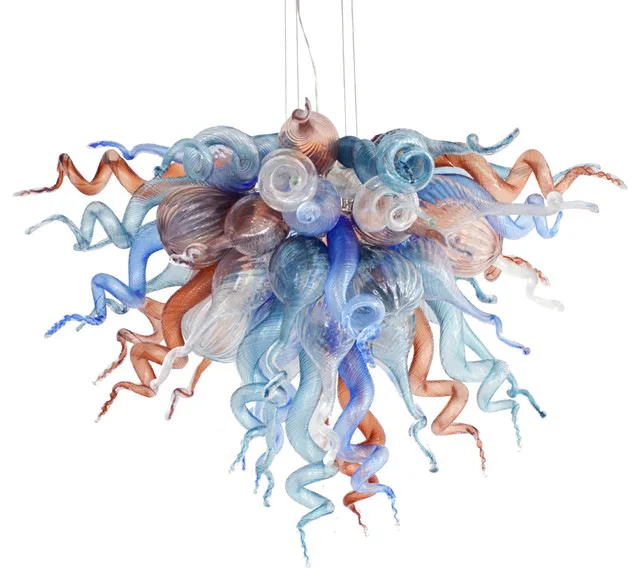 

LED Chandelier Lighting Flush Mount Hand Blown Glass Crystal Chandelier Restaurant Hotel Home Art Decorative Lights