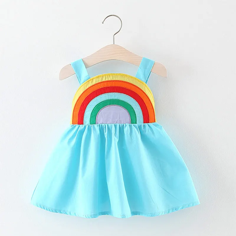 AX1115 blue Платья для малышек Новинка года, одежда для маленьких девочек летнее платье принцессы для дня рождения Хлопковое платье с короткими рукавами для младенцев бальное платье, для детей возрастом от 6 до 24 месяцев - Цвет: AX1115 blue