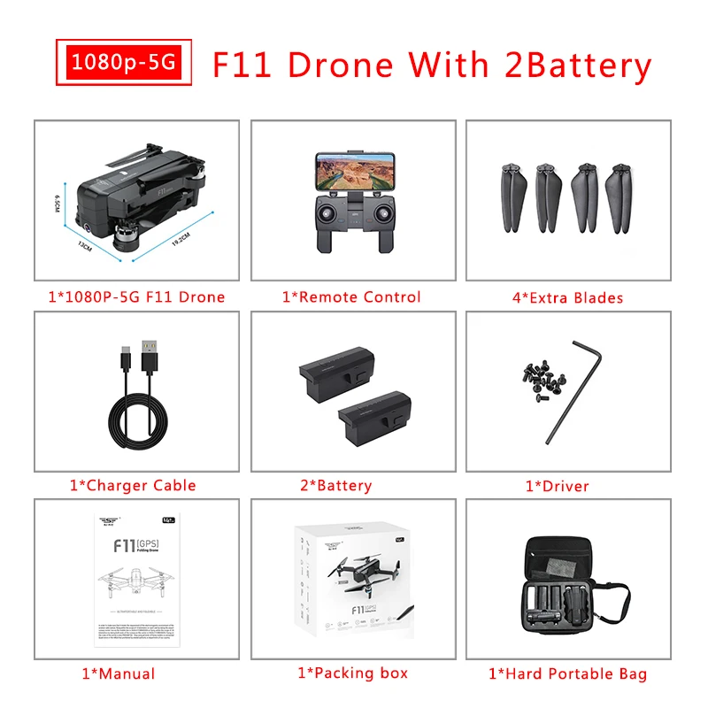 2 battery SJRC F11 PRO 5G gps Дрон Wifi FPV 1080 P/2 K HD камера F11 бесщеточный Радиоуправляемый квадрокоптер 25 минут время полета складной Дрон Vs SG906 - Цвет: 2 battery