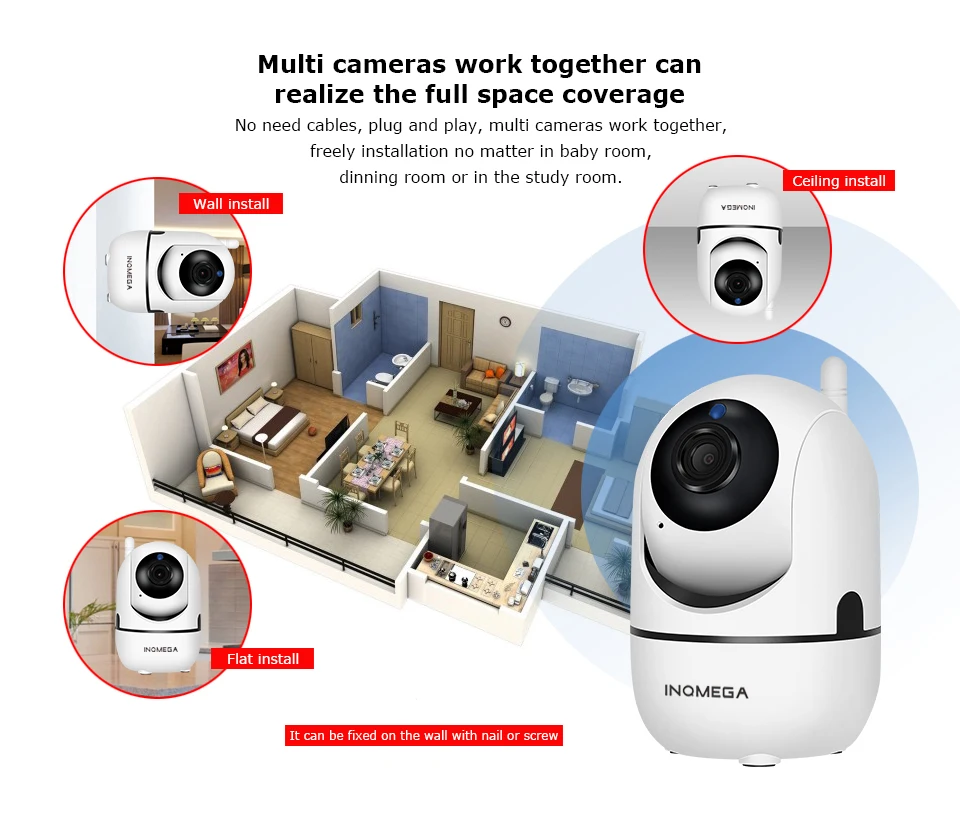 INQMEGA 1080P облачная Беспроводная IP камера, интеллектуальное автоматическое слежение за человеком, Домашняя безопасность, видеонаблюдение, сеть видеонаблюдения, мини Wifi камера
