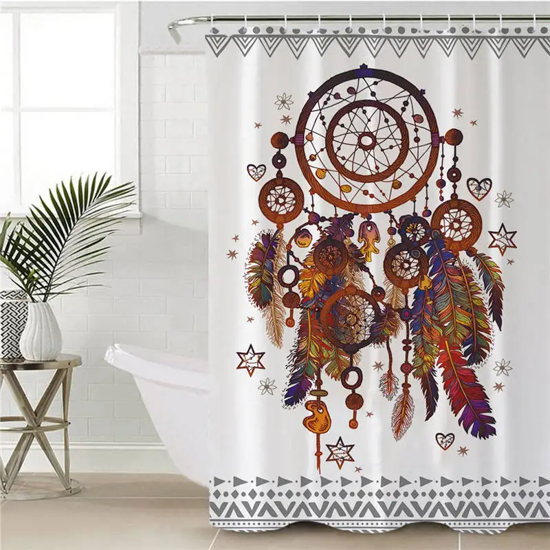 1 Постельные принадлежности Outlet Dreamcatcher декоративная занавеска для душа Водонепроницаемая Акварельная богемная занавеска для ванной с крюком для ванной комнаты 180x180 - Цвет: 1