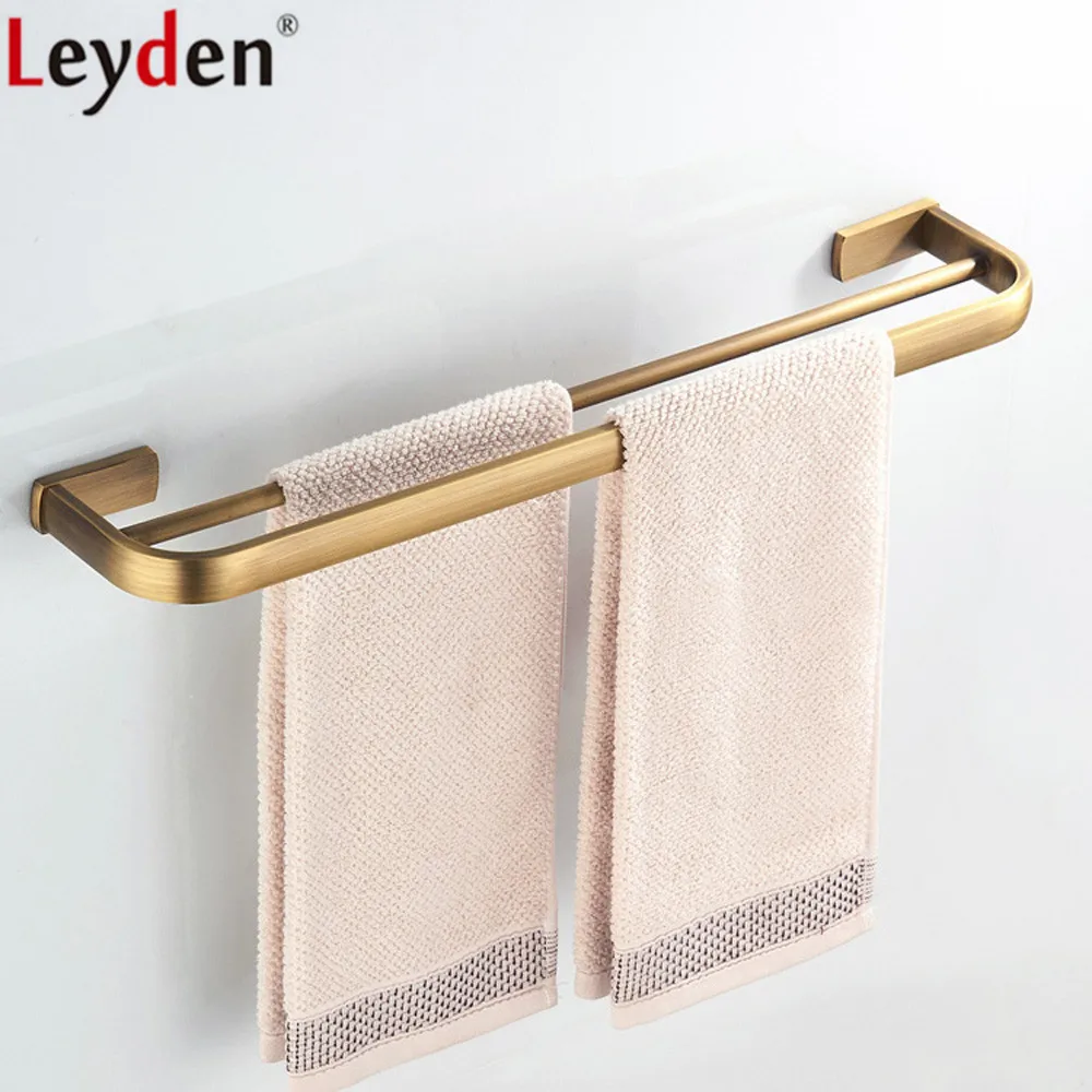

Leyden Retro Style Wall Mounted Antique Brass Double Towel Bars Bathroom Towel Hanger For Bathroom Accessories Towel Rack