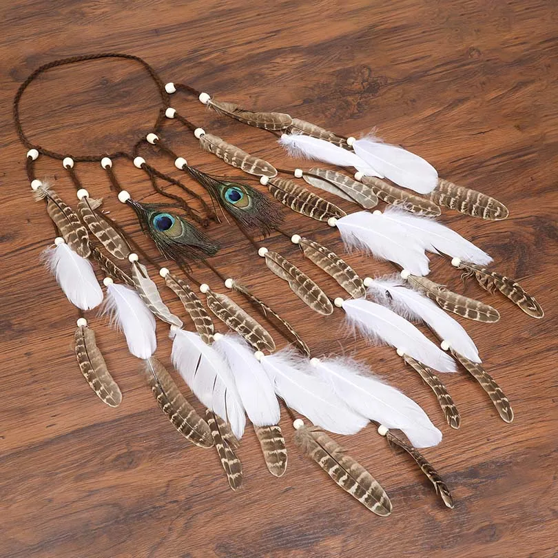Haimeikang 2019 Новинка Boho красочная повязка на голову с перьями фестиваль хиппи для