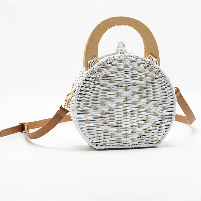 Соломенные сумочки для женщин 2019 деревянная белая пляжная сумка круговые