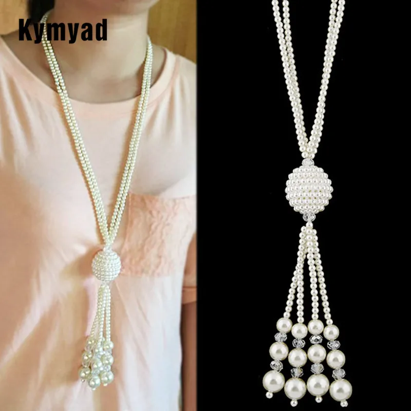 Длинное массивное ожерелье Kymyad ювелирные изделия из искусственного жемчуга