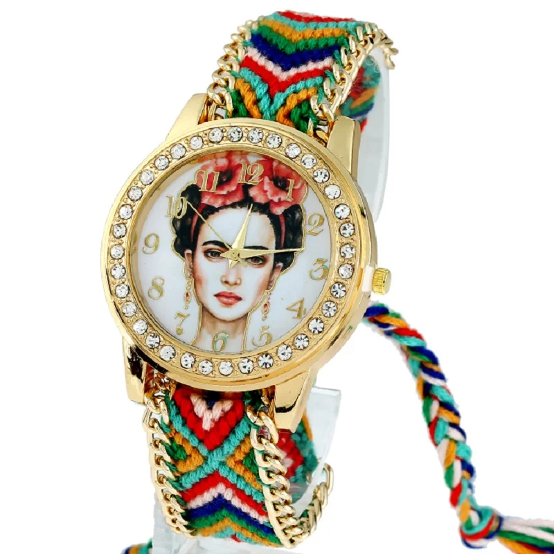 Gnova Платиновые радужные женские часы GirlVintage Ретро Девушка Стразы Женева Стиль Модные Плетеные кружевные наручные часы A412