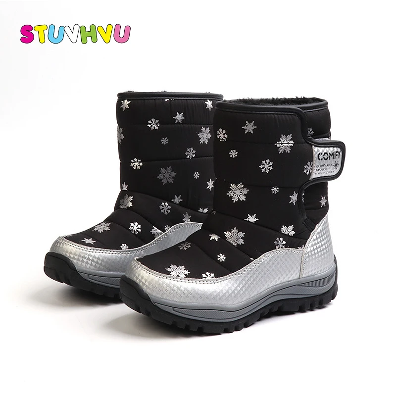 Детская зимняя обувь зимние ботинки для девочек модная мягкая подошва с принтом