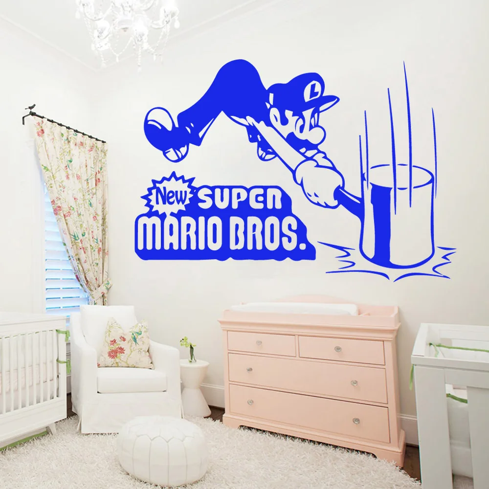 Мультфильм Супер Марио Wall Art Наклейки Наклейка росписи геймер Настенный декор для детей мальчиков Спальня украшения комнаты обои wallstickers