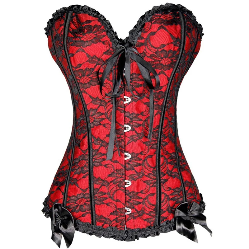 

Lace Corsets Bows Overbust Women's Lace Up Victorian Style Corsets