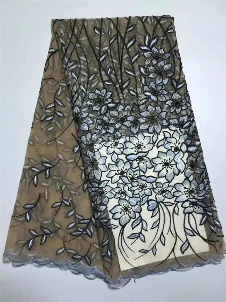 3D Цветы Вышивка Кружево Ткань принт для свадьбы французский Свадебные 5 ярдов/шт