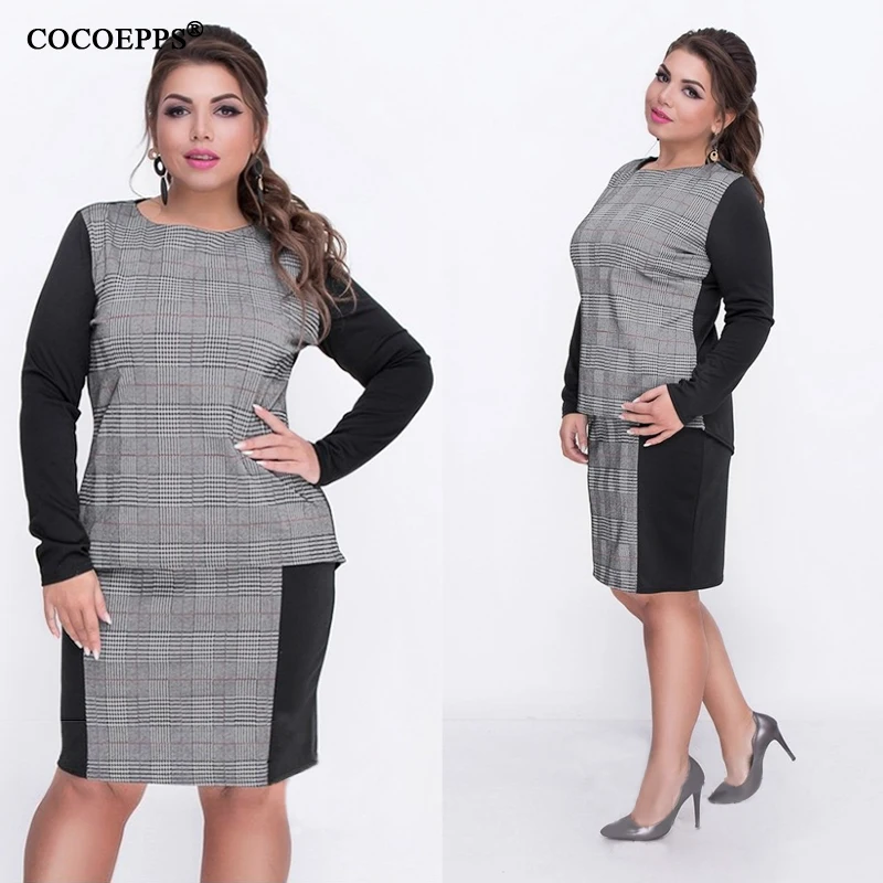 5XL 6XL весенние комплекты из двух предметов больших размеров s женские клетчатые