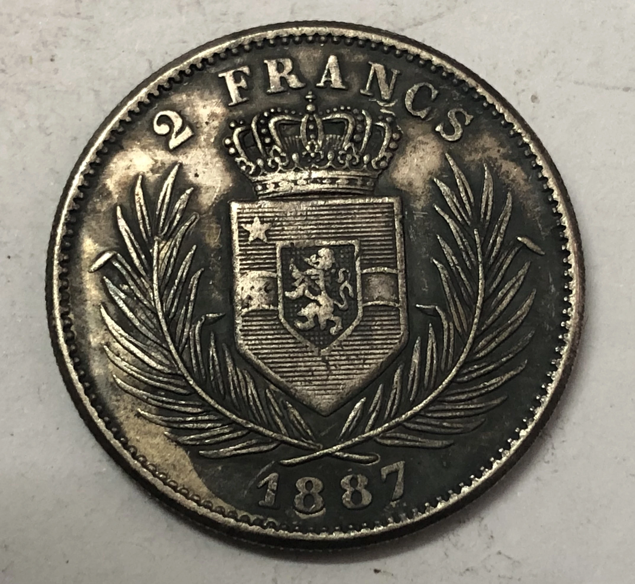 1887 КОНПО свободный Франк 2 Франка-леопард II монета с серебряным покрытием