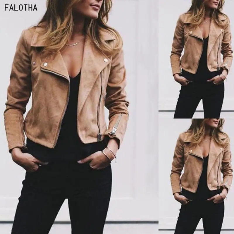 2019 New Fashion Women's Lapel Zipper Short Ladies Woolen Top Gamuza | Женская одежда