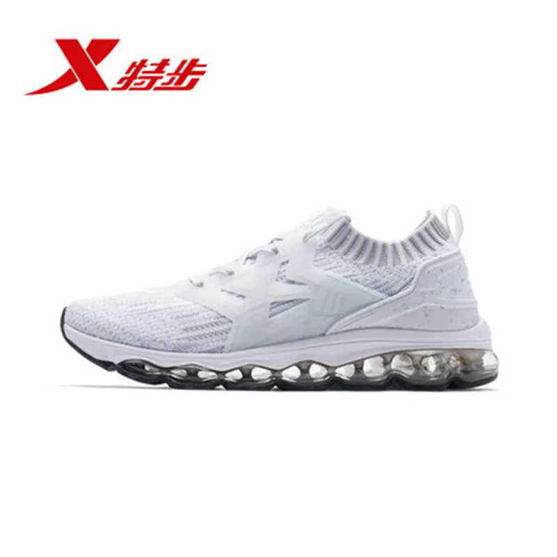 white gray woman Xtep AIR MEGA; Новинка; ретро-светильник; спортивная обувь; flyknit; цельная подошва из сетчатого материала; женские кроссовки; 982118119528 - Цвет: white gray woman
