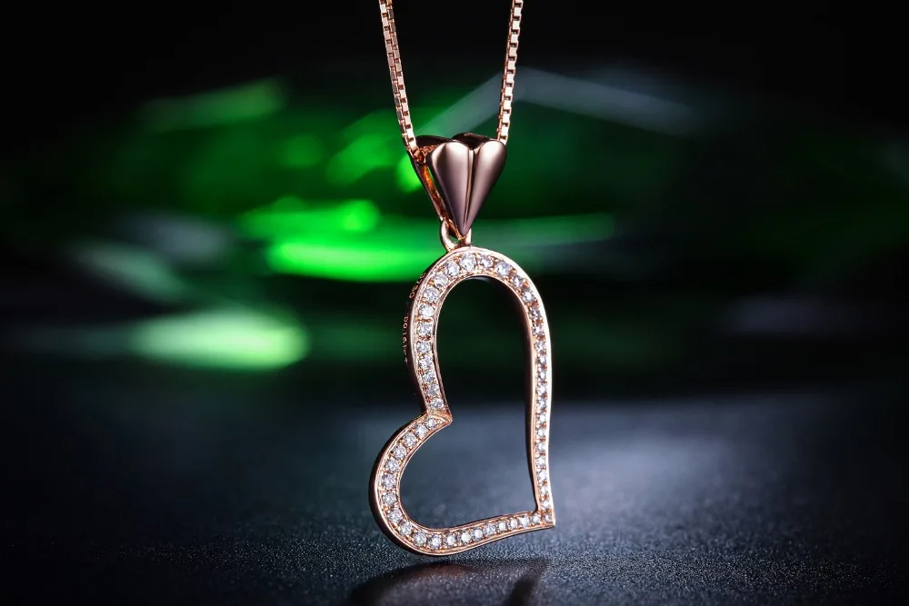 Подвеска ZOCAI в форме бриллианта в форме сердца 0,14 CT 18 K Белое Золото с серебряной цепочкой 925 D04157