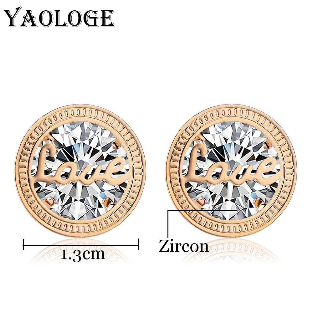 YAOLAGE новые корабли Циркон серьги Мода любовные письма цвета: золотистый