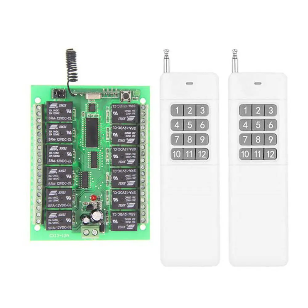 3000 м большой диапазон 12 В 24 В постоянного тока 12 каналов 12 каналов радиочастотная Беспроводная лампа, 315/433 МГц, передатчик + приемник