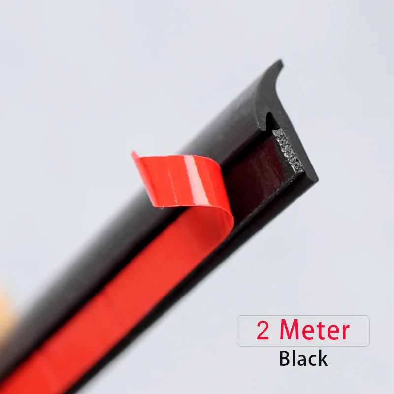 Black 2 Meter Автомобильная резиновая уплотнительная полоса наклонная Т-образная Передняя бампер авто Уплотнительная резиновая уплотнительная полоска для универсальных - Цвет: Black 2 Meter