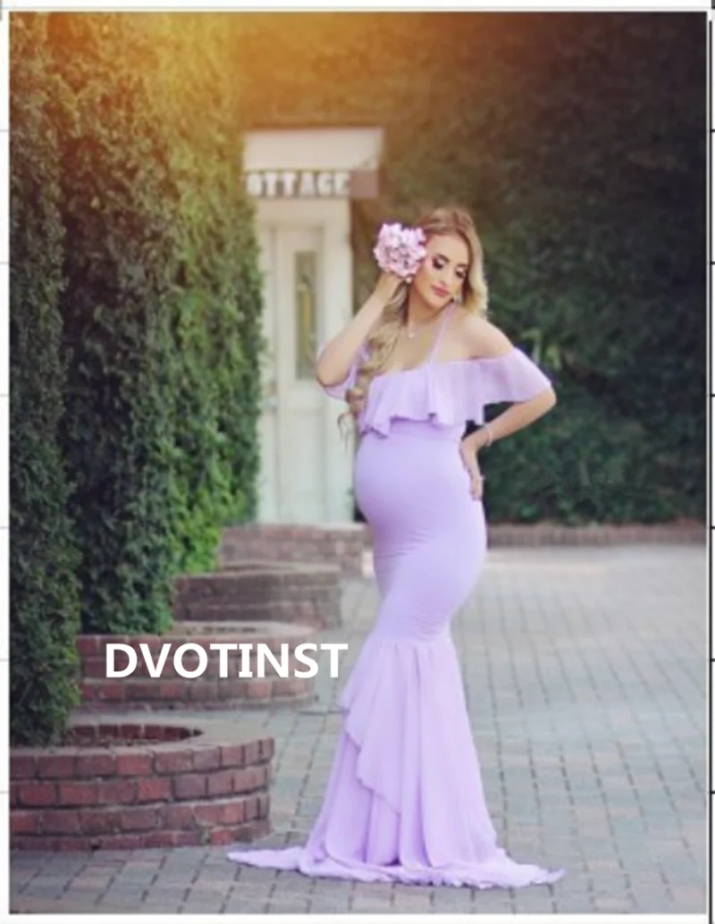 Dvotinst женские фотографии реквизит для беременных Платья мягкий рыбий хвост с открытыми плечами платье для беременных элегантное платье для студийных фотосессий