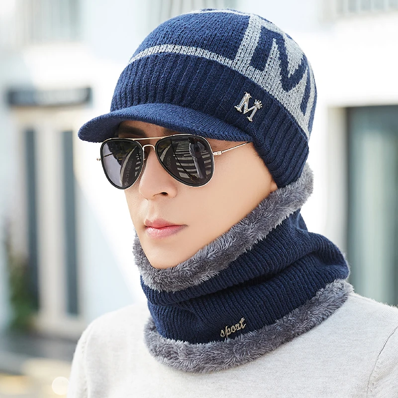 Skullies Beanies, мужской шарф, вязаная шапка, шапка для мужчин, плюс размер, шапка, теплая шерсть, толстые зимние головные уборы для мужчин и женщин, шапка бини