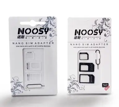 100 комплектов (400 шт.) 4 в 1 адаптер Noosy Nano Micro SIM-карта Шпилька для извлечения iPhone 5 6