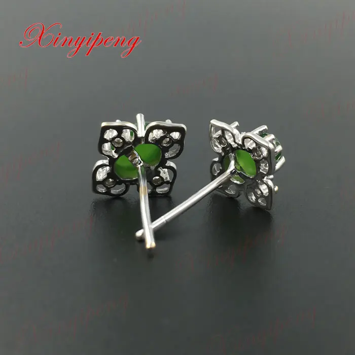 18 k золото с натуральным нефритом серьги | Украшения и аксессуары