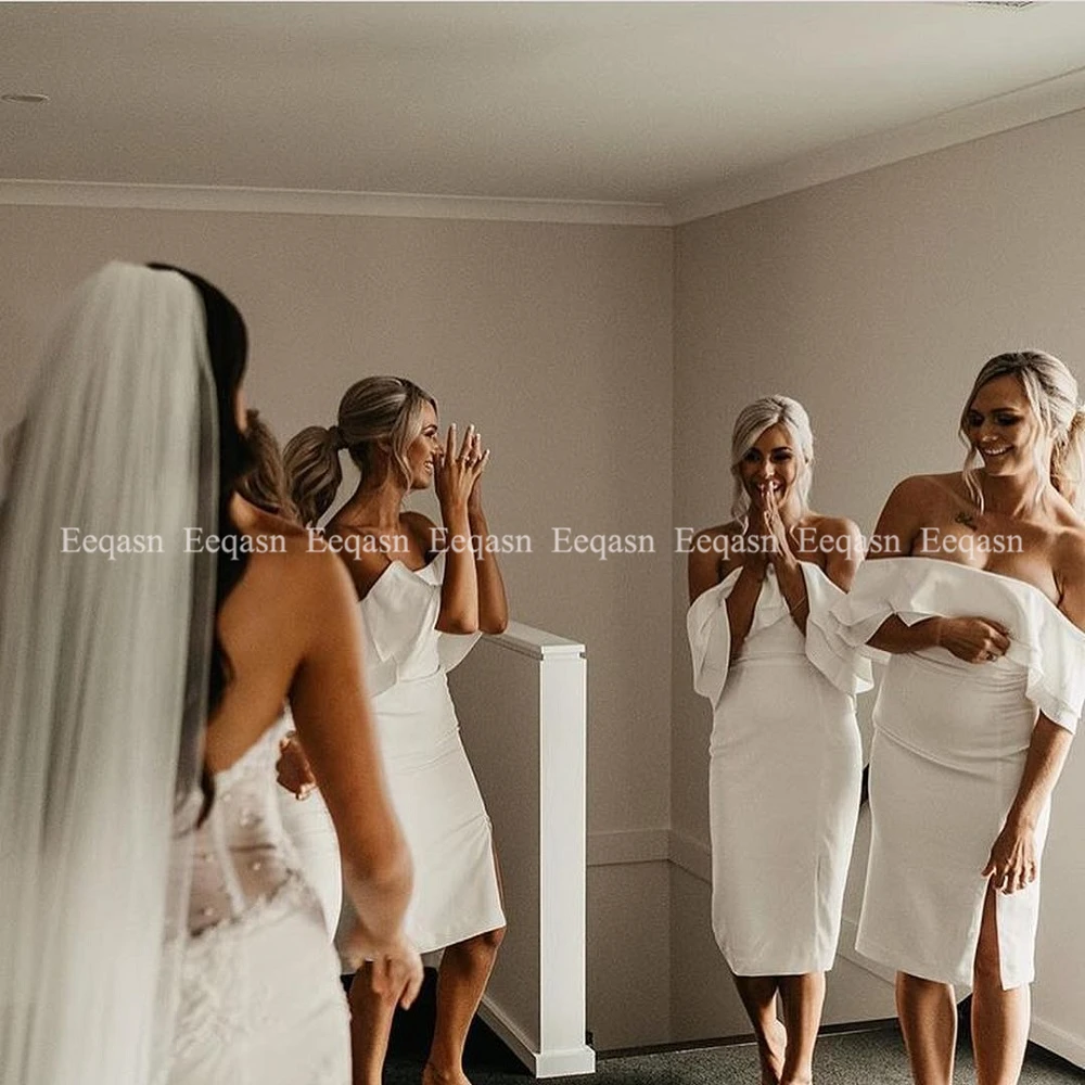 Новинка 2020 Простые платья для подружек невесты Короткое свадебное платье