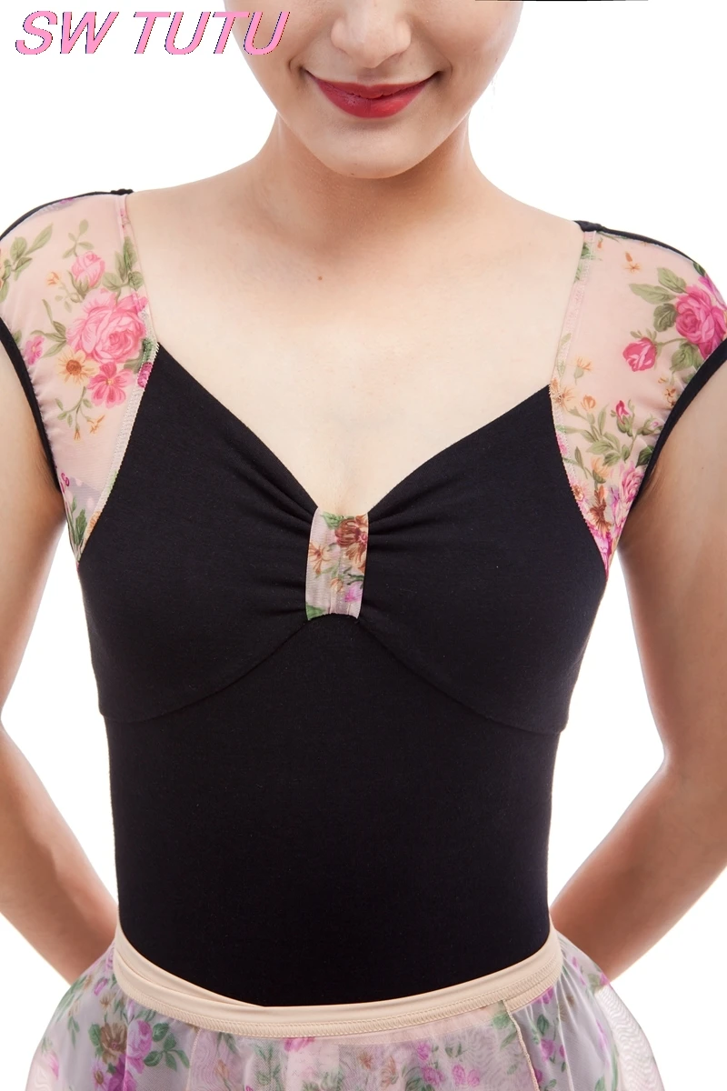 free shipping short sleeve lace flowers ballet leotards for adult dance costumes dancewear costume sale CS0309 | Тематическая