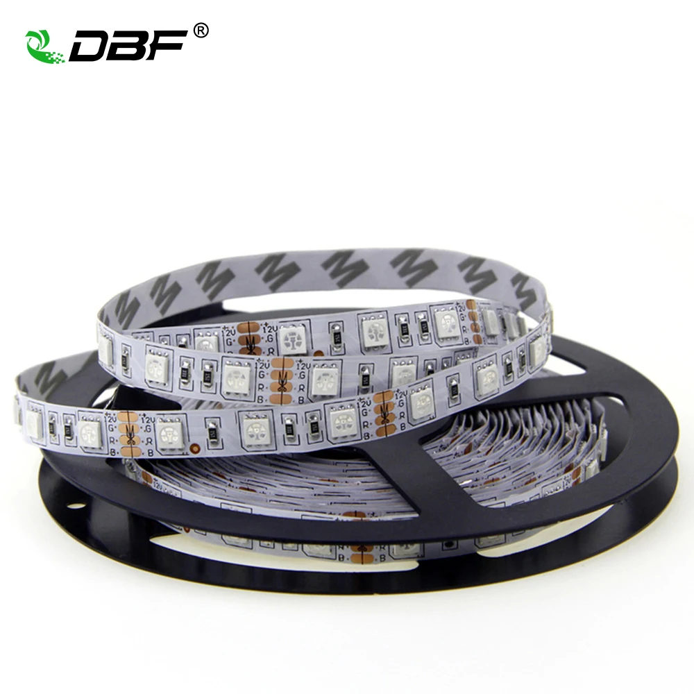 [DBF] Супер ярче 5 м/рулон не водонепроницаемый RGB светодиодный светильник SMD 5050 DC12V 60