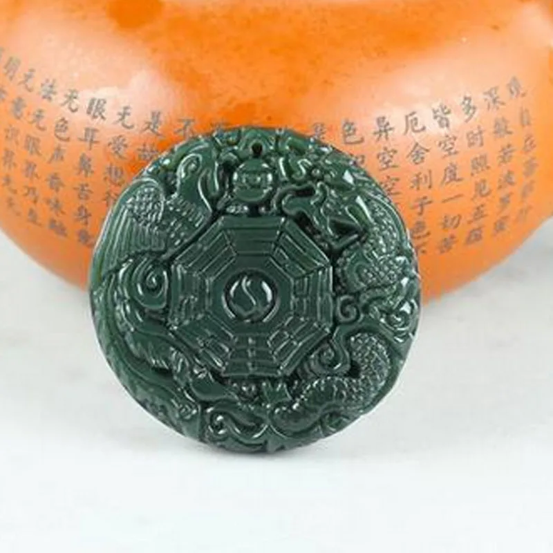 Натуральные нефриты кулон ручной резной зеленый нефрит Дракон Ожерелье Феникса