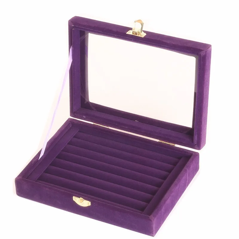 ring purple box Лидер продаж, модная Высококачественная бархатная Подарочная коробочка, простое кольцо на сумку, коробка для хранения/15 сетка, шкатулка для ювелирных изделий - Цвет: ring purple box