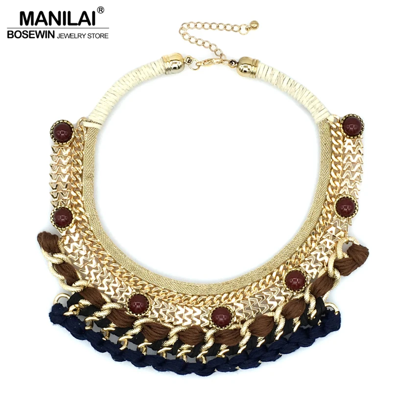 Ожерелье макси MANILAI с большим воротником богемное плетеное ожерелье чокер