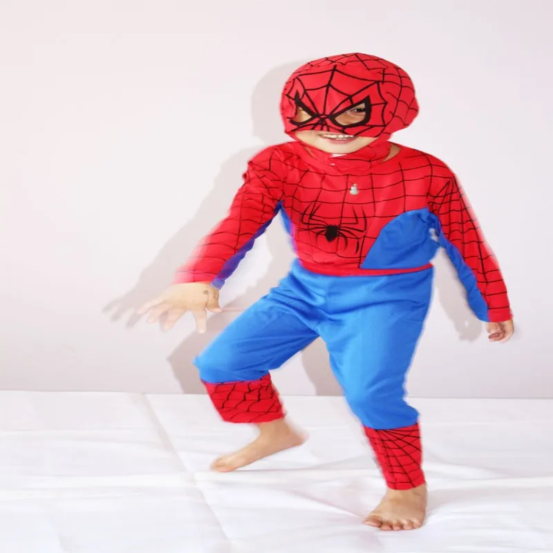 Вечерние маскарадные костюмы на Хэллоуин для 1-7 лет, одежда для ролевых игр с человеком-пауком для мальчиков, детская одежда с длинными рукавами для игр, 6075