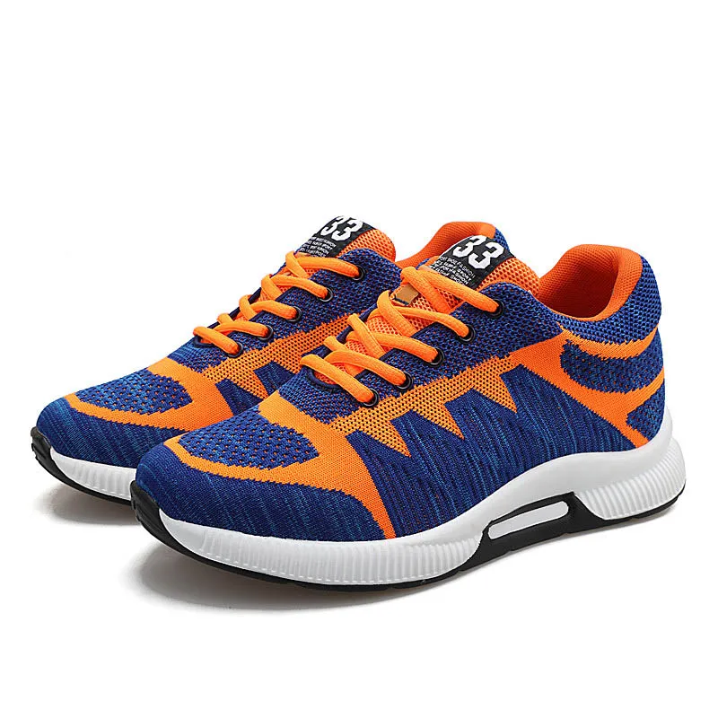 Blue Orange Misalwa/весенне-летние дышащие мужские кроссовки с подъемом 5 см; повседневная обувь из сетчатого материала с сеткой; Inrease; Мужская обувь унисекс; женская обувь для влюбленных - Цвет: Blue Orange